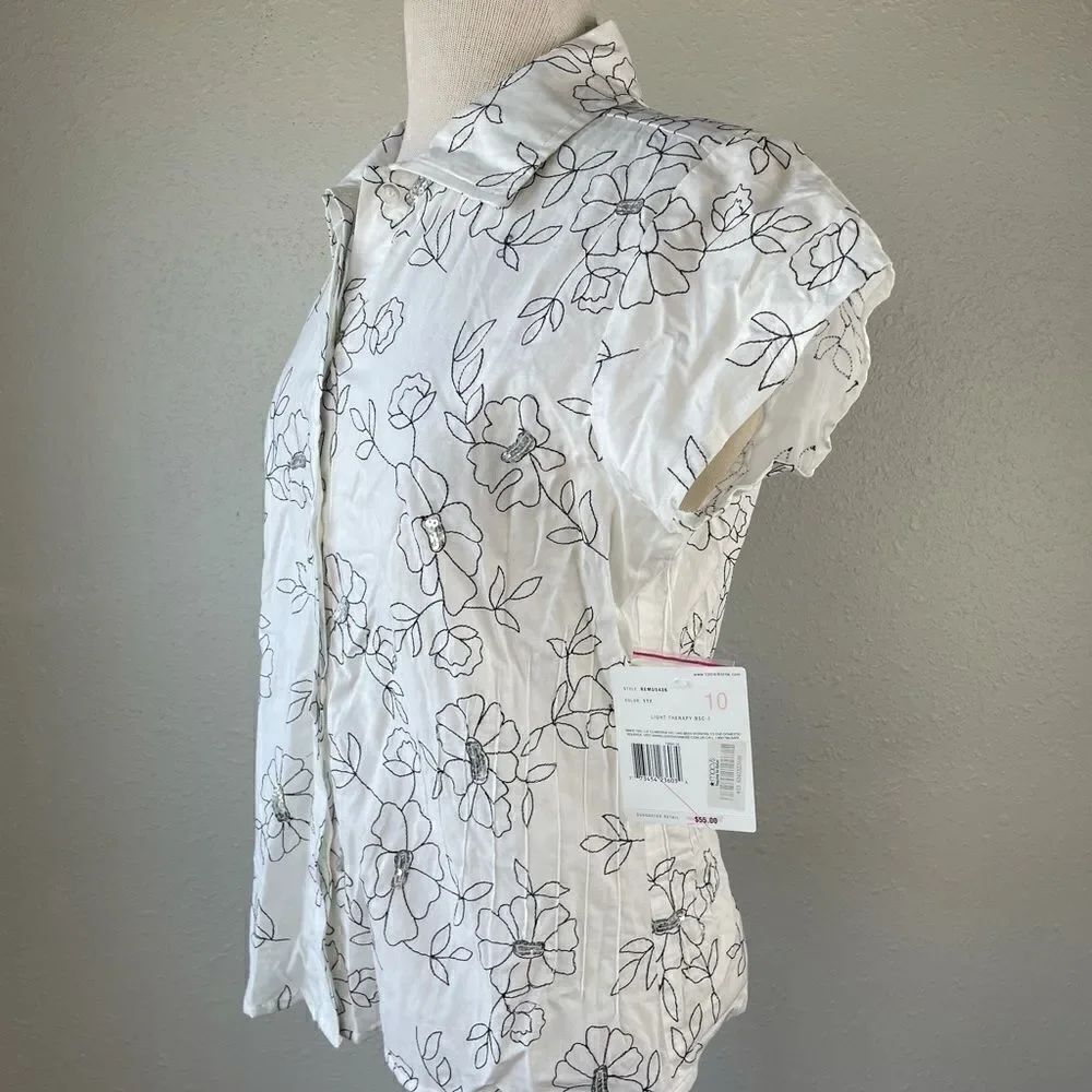 NWT Liz Claiborne Floral Button Down Shirt Size 10 - Picture 4 of 9